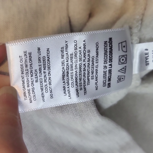 CHAMPION Oatmeal with Pink Cotton Blend Fleece Lined Scuba Hoodie - Picture 8 of 11